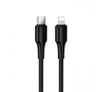 Кабель Type-C - 8 pin HOCO X120, 1.0м, круглый, пластик, PD27Вт, цвет: черный упакован