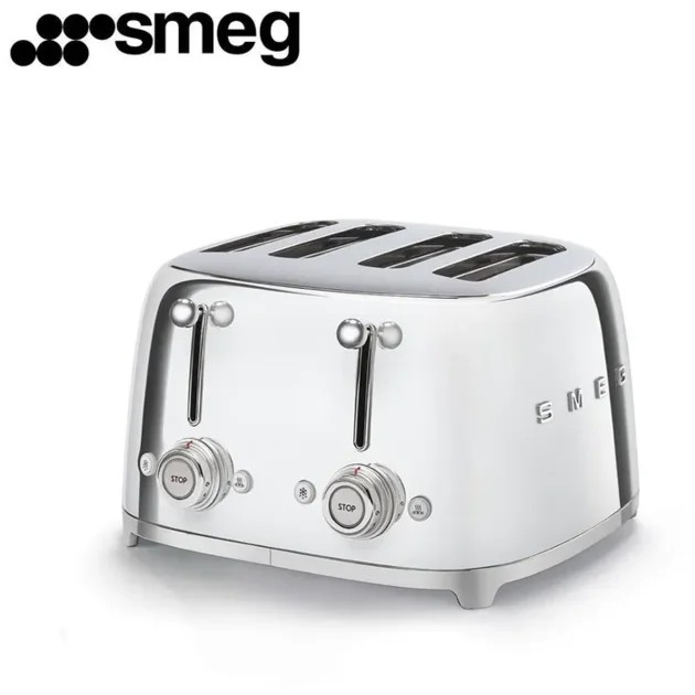 Тостер SMEG TSF03SSEU на 4 ломтика Функции, подогрев, размораживание, багель, 6 уровней поджаривания, Съемный поддон для крошек, хром