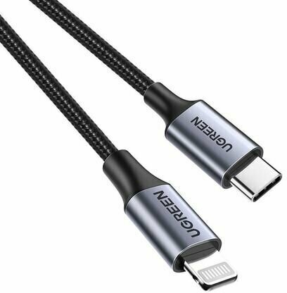 Кабель UGreen US304 (60761) USB-C to Lightning M/M Cable Aluminum Shell Braided 2 м.  черный