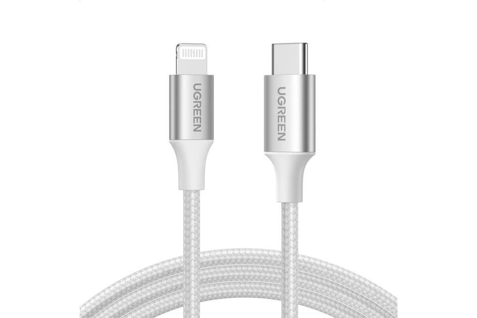 Кабель UGREEN US304 70523 USB-C to Lightning M/M Cable Aluminum Shell Braided 1m Silver