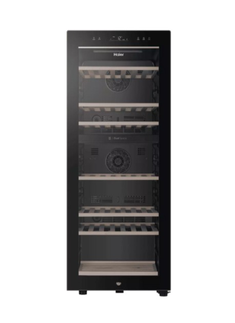 Винный шкаф HAIER FWC77GDAE1 (B408FHE00RU) двухкамерный вместимость: 77 бутылок, черный