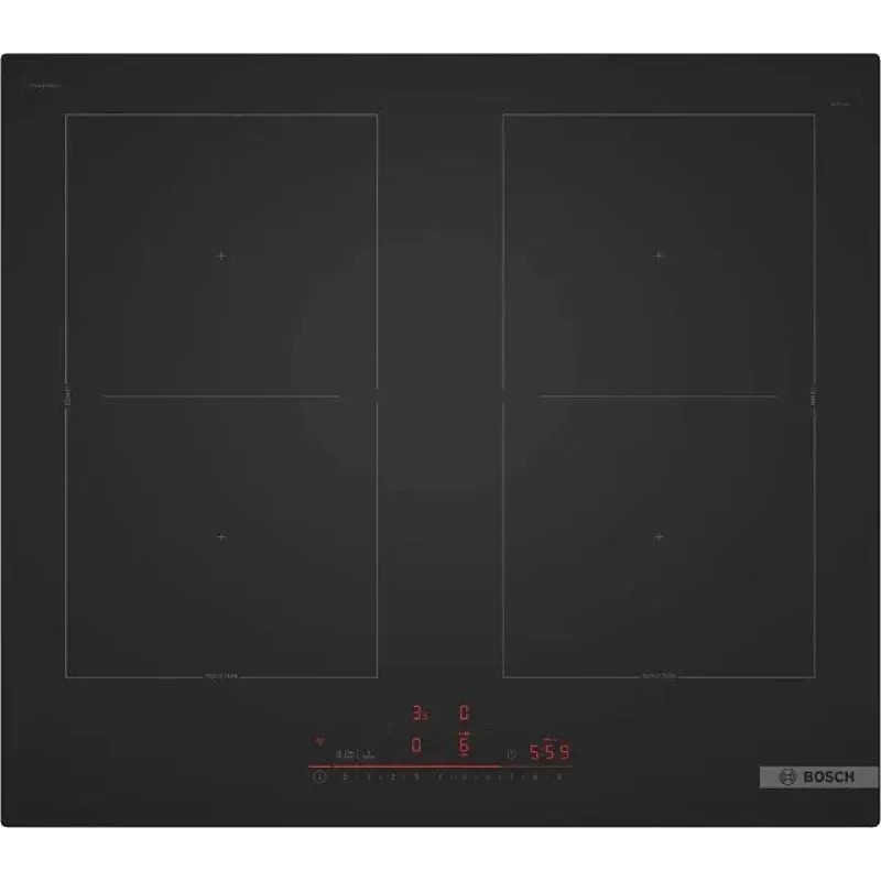 Варочная поверхность BOSCH PVQ61CHB1E Serie 6, варочная поверхность, матовая черная cтеклокерамика, ширина 60см, 4 зоны нагрева