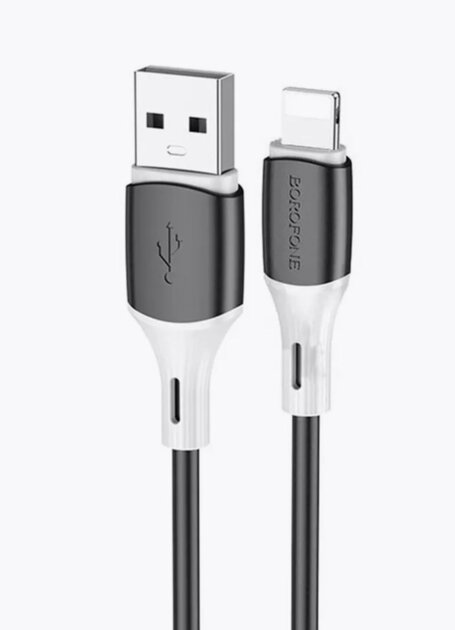 Кабель BOROFONE  BX79/ USB  Lightning/ 1m/ 2.4A/ Силикон/ Черный