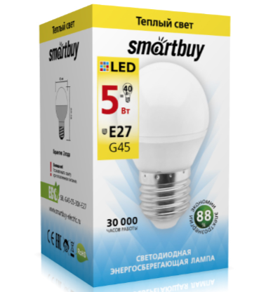Лампа Smartbuy-G45-05W/3000/E27