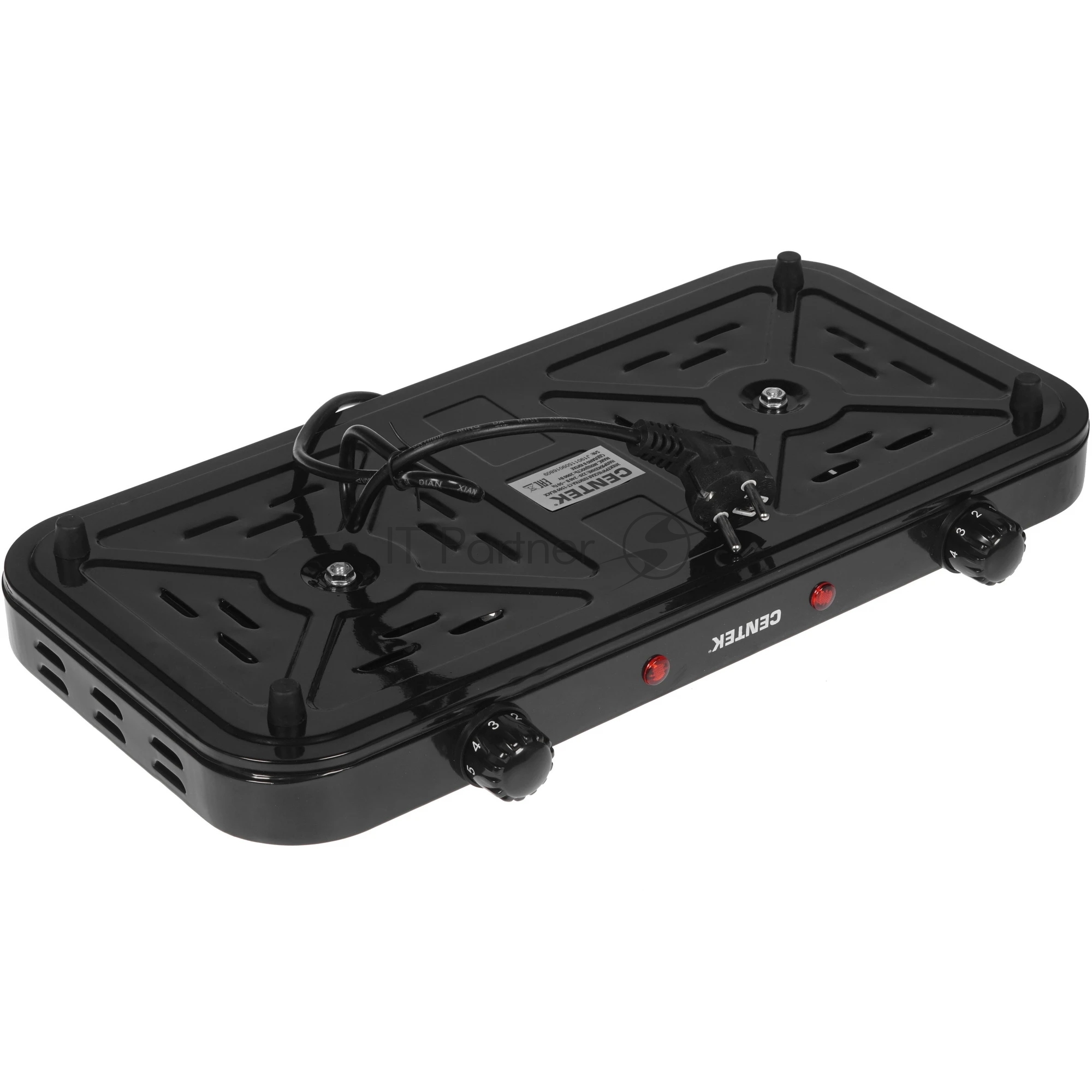 Плита настольная электрическая Centek CT-1509 черный, 2 кВт, ТЭН, конфорки - 2, эмаль, поворотные переключатели