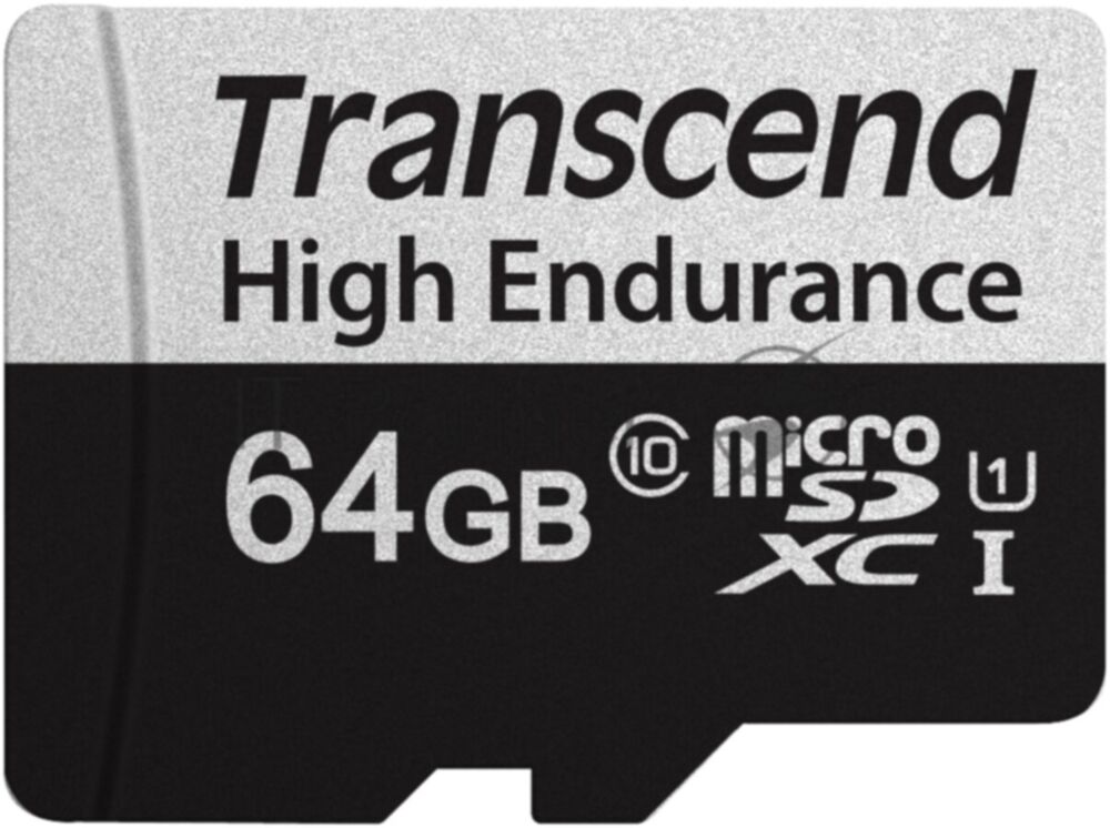 Флеш карта microSD 64GB Transcend microSDXC Class 10, UHS-I U1, High Endurance, (SD адаптер), R/W: 100/45 MB/s, 3D TLC