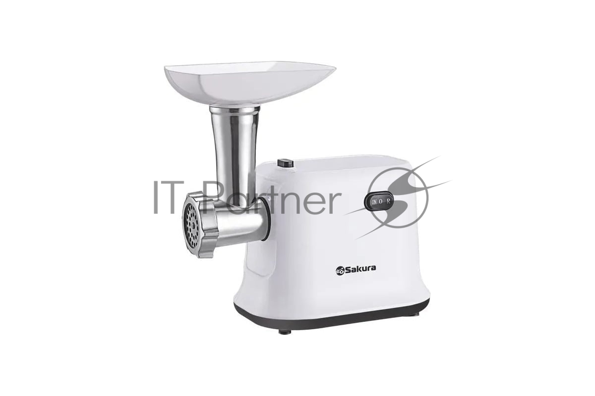 Мясорубка электрическая Sakura SA-6420W белый, 1500 Вт, 1.2 кг/мин, реверс, защита от перегрузки, насадки - 1
