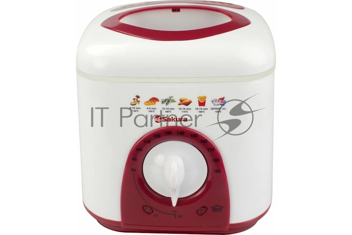 Фритюрница Sakura SA-7654R белый/красный, 950 Вт, 1.0 л, 0.1 кг, антипригарное покрытие