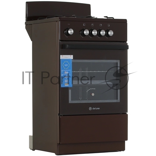 Плита газовая De Luxe 5040.48Г (Щ) 014 коричневый, конфорок 4 шт, духовка 46 л, 50 см x 85 см x 50 см