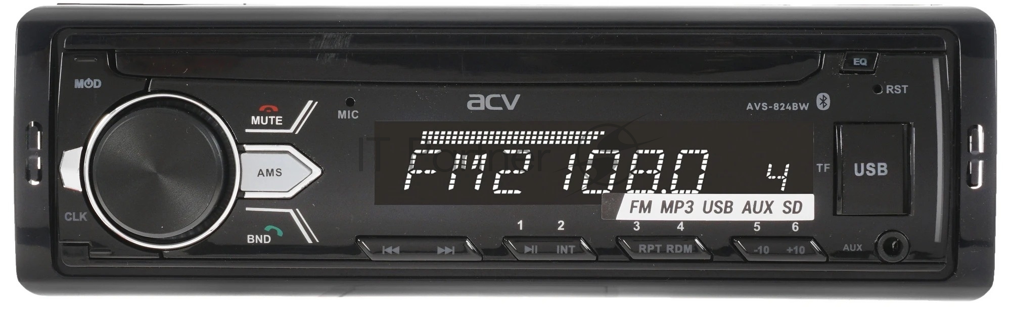 Автомагнитола ACV AVS-824BW, 1 DIN, Bluetooth, USB Type-A, AUX