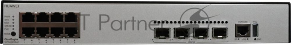 Коммутатор HUAWEI S5735-L8P4X-A1 (8*10/100/1000BASE-T ports, 4*10GE SFP+ ports, PoE+, AC power) + Basic Software