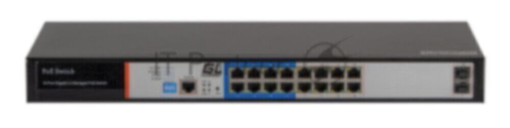 Коммутатор GIGALINK GL-SW-G205-16P, 16×1 Гбит/с PoE+ + 2×1 Гбит/с SFP, управляемый
