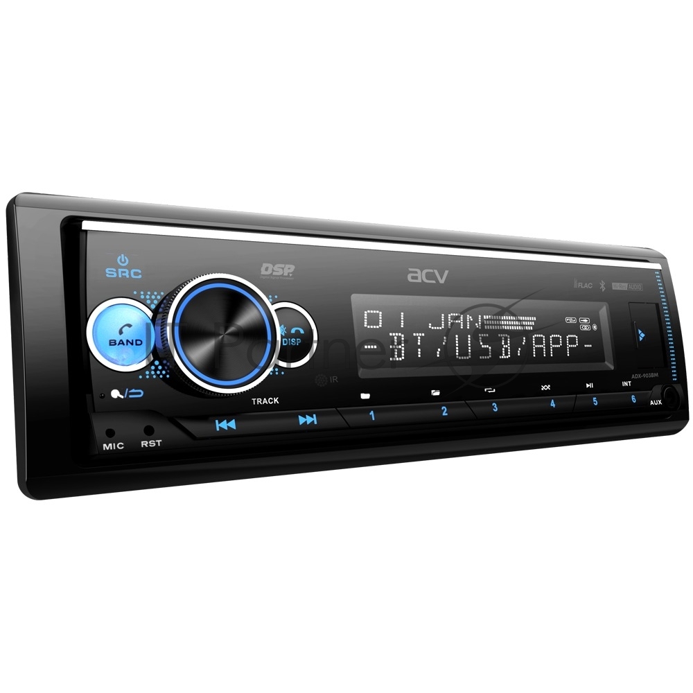 Автомагнитола ACV ADX-903BM, 1 DIN, Bluetooth, USB Type-A, AUX, пульт ДУ