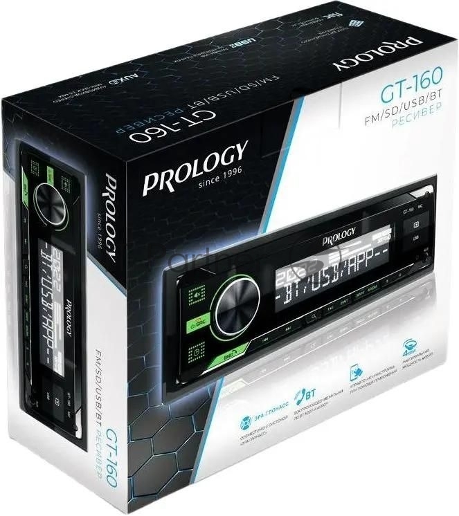 Автомагнитола Prology GT-160, 1 DIN, Bluetooth, USB Type-A, AUX, пульт ДУ