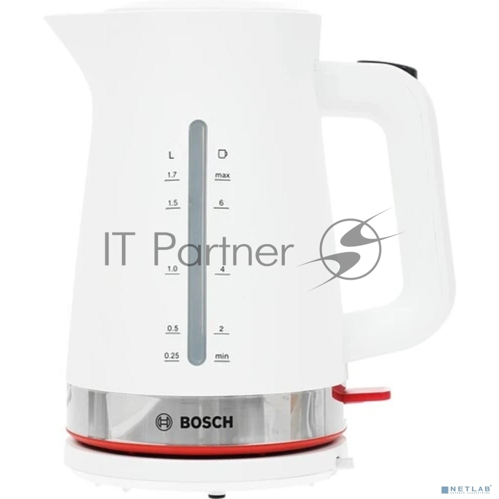 Чайник электрический Bosch TWK4M221 белый, 1.7 л, 2400 Вт, скрытый нагревательный элемент