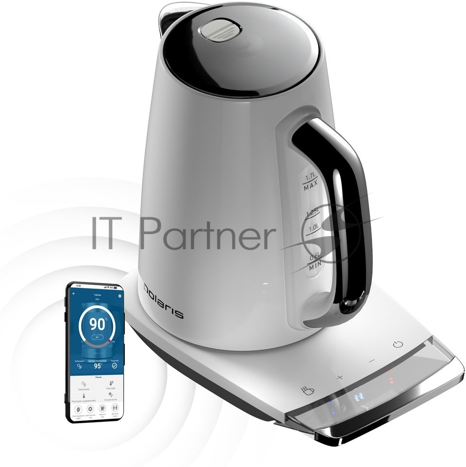 Чайник электрический Polaris PWK 1755CAD WIFI IQ Home 1.7л. 2150Вт белый (корпус: нержавеющая сталь)