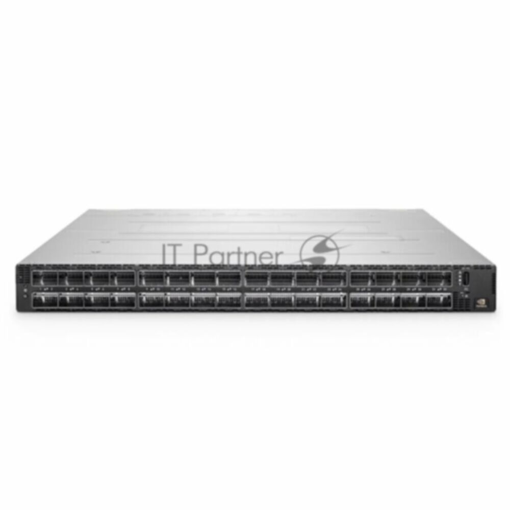 Коммутатор NVIDIA Quantum-2-based 400Gb/s InfiniBand switch, 64 400Gb/s ports, 32 OSFP ports, non-blocking switching capacity of 51.2Tb/s, two power supplies (AC), standard depth, unmanaged,