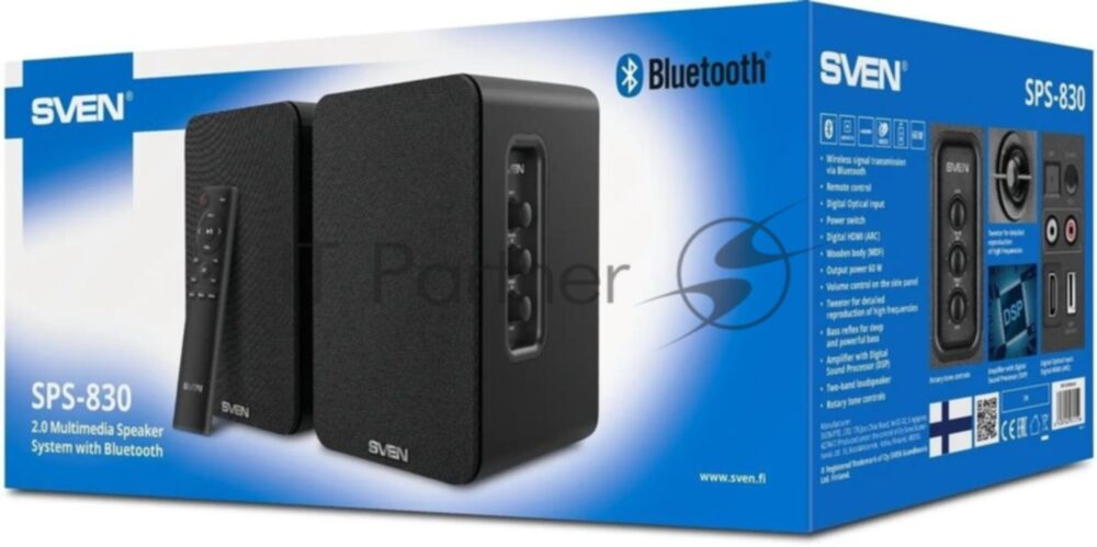 Акустическая система SVEN АС SPS-830 2.0 черный 60Вт BT