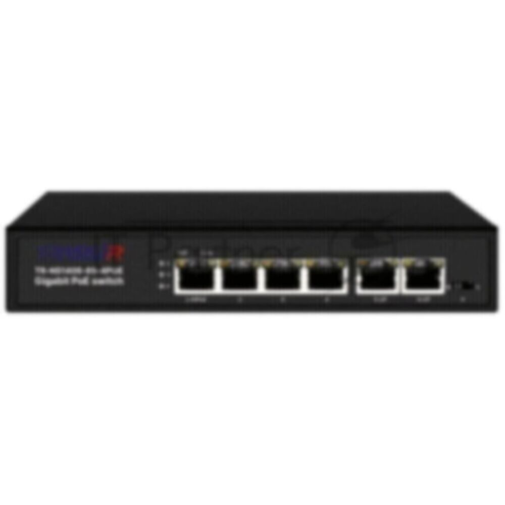 Неуправляемый коммутатор Trassir TR-NS1406-65-4POE с 4 PoE портами (10/100/1000 Мбит/с (Base-T)), 2 Uplink (10/100/1000 Мбит/с (Base-T)), стандарты PoE EEE802.3af, EEE802.3at, EEE802.3bt, максимальная мощность на порт 60Вт, общая - 65 Вт