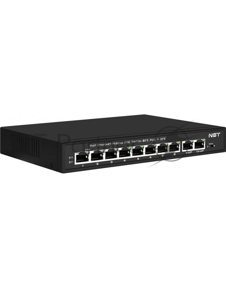 Коммутатор NST NS-SW-8F2F-P/A, 8×100 Мбит/с PoE + 2×100 Мбит/с, неуправляемый