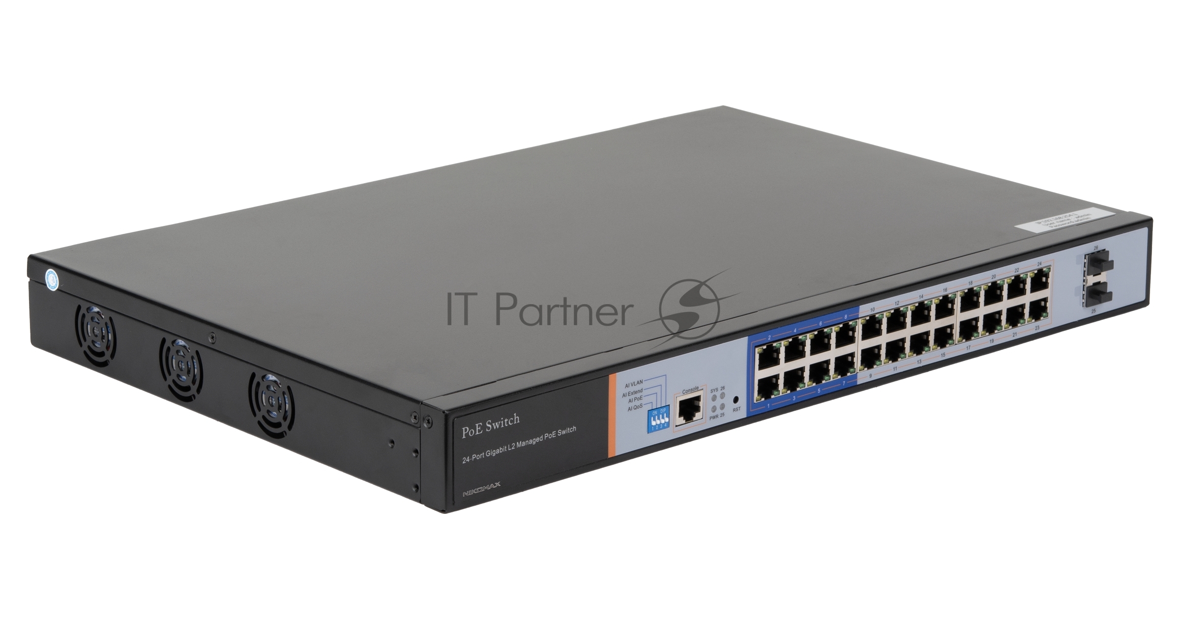 Коммутатор GIGALINK GL-SW-G205-24P, 24×1 Гбит/с PoE + 2×1 Гбит/с SFP, настраиваемый