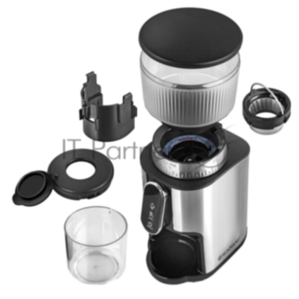 Кофемолка Endever COSTA-1067, 160 Вт, цвет стальной/черный, тип: жерновая, объем контейнера для кофе 250 г,32 степени помола