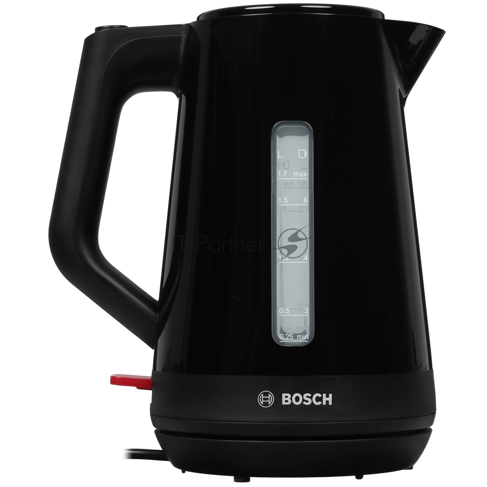 Чайник электрический Bosch TWK1M123 черный, 1.7 л, 2400 Вт, скрытый нагревательный элемент