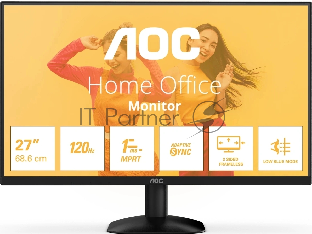 Монитор 27" AOC 27B35HM VA 1920x1080, 100 Гц, 4 мс (1 мс MPRT), 16:9, 250 кд/м², VGA, HDMI 1.4, HDR10, Adaptive-Sync, черный