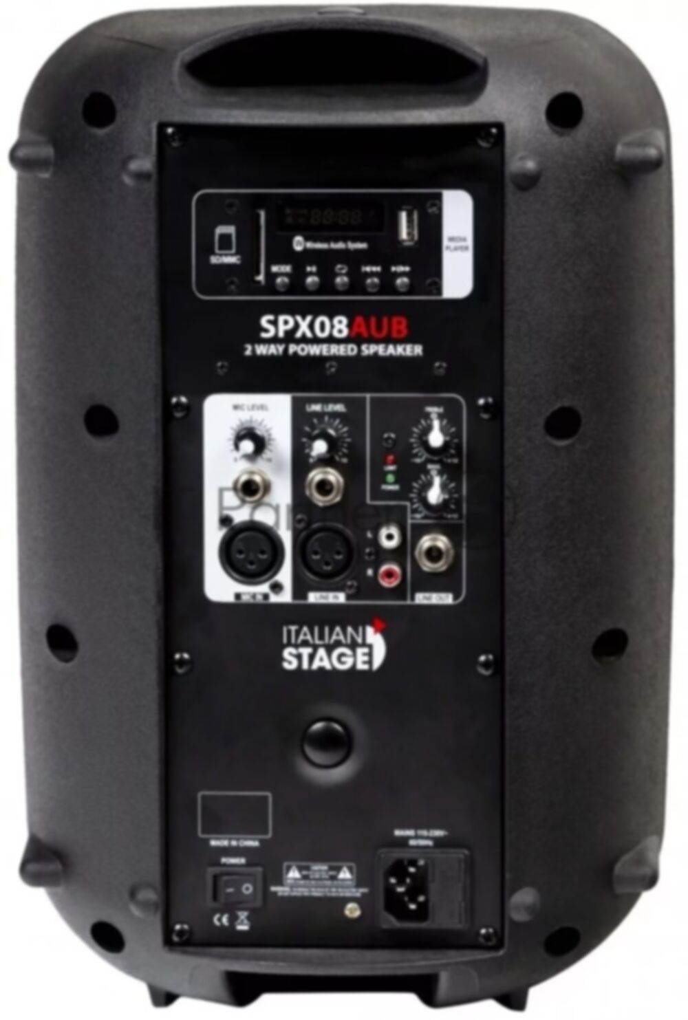 Активная акустическая система ITALIAN STAGE SPX08AUB 2-х полосная, НЧ динамик 8", ВЧ динамик 1", мощность пик./ном. 300/150 Вт, АЧХ 60-20000 Гц, макс. SPL 123 дБ, XLR/TRS микр. вход, XLR/TRS/2xRCA