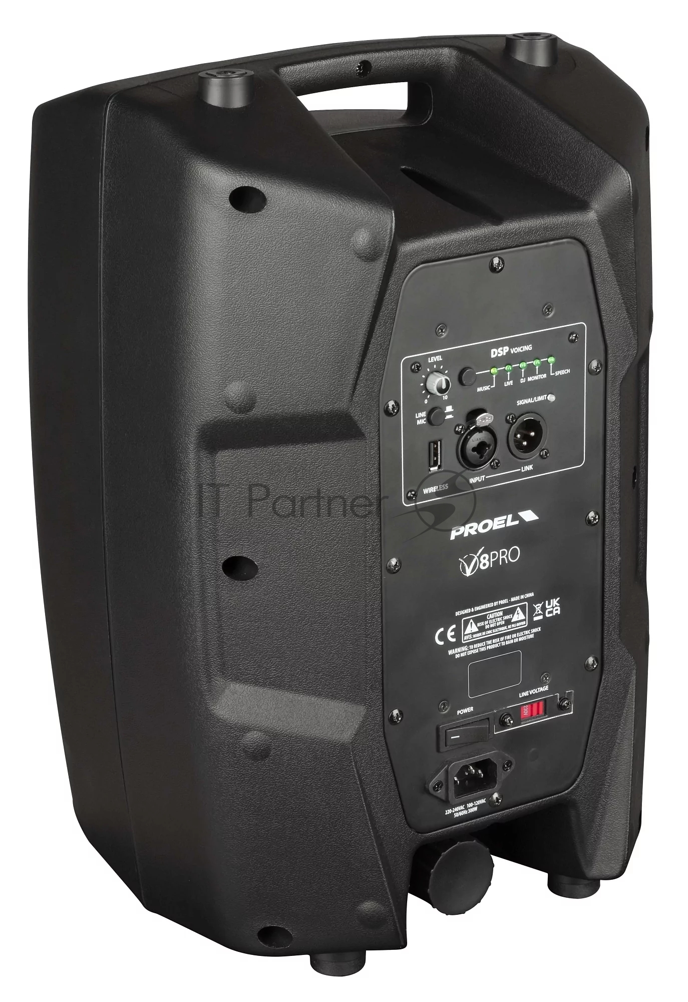 Активная акустическая система PROEL V8PRO 2-х полосная, НЧ динамик 8", ВЧ динамик 1", DSP, мощность пик./ном. 600/300 Вт, АЧХ 70-20000 Гц, макс. SPL 122 дБ, Combo XLR/TRS мик./лин. вход, XLR лин.