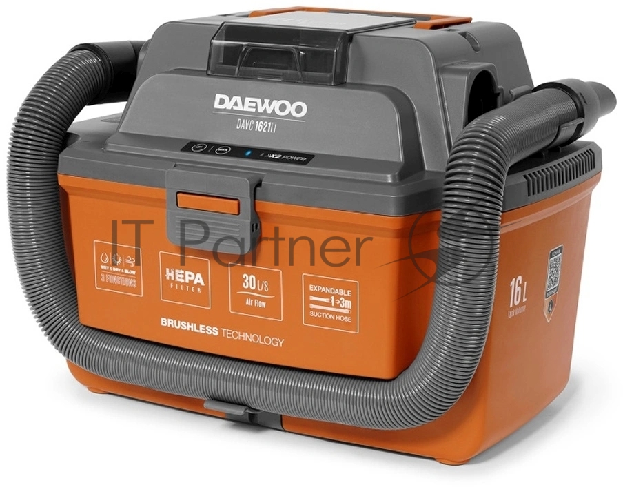 Строительный пылесос Daewoo DAVC 1621Li SET 200Вт (уборка: сухая/сбор воды/выдув) оранжевый
