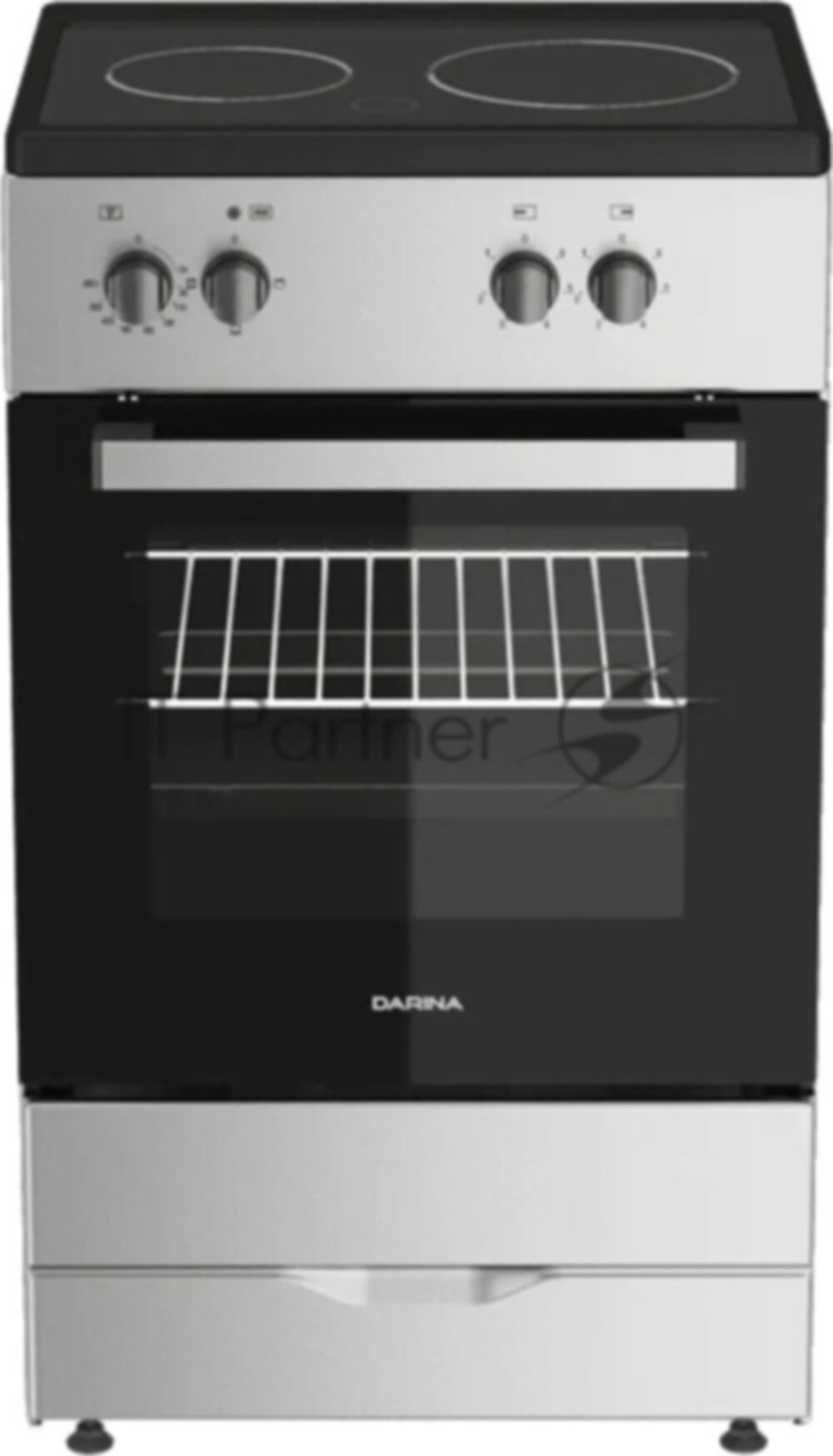 Плита электрическая Darina 1F 5604 S серебристый, конфорок 2 шт, духовка 45 л, 50 см x 85 см x 41 см