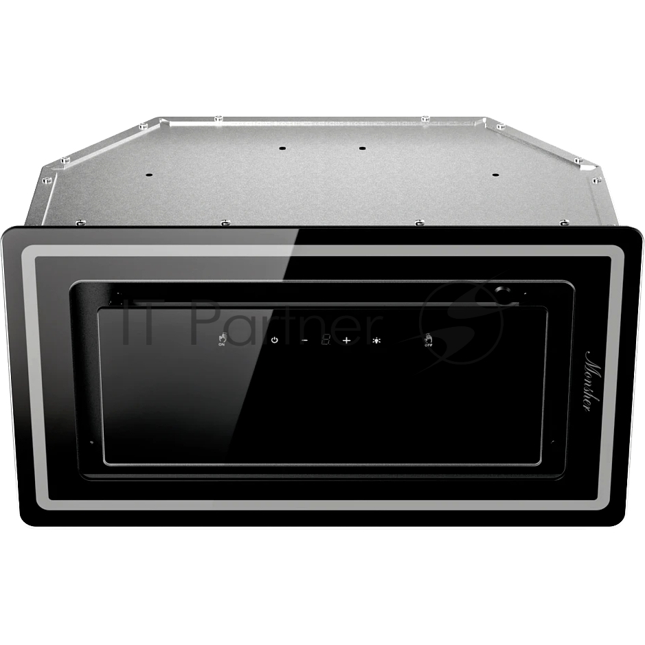 Встраиваемая вытяжка MONSHER LUMIA 60 NOIR, High-Tech, 52 см, сенсорное управление, 3 скорости, 345 м3/ч, обратный клапан, LED освещение, угольный фильтр KFY-L (опция), уровень шума 68 дБ, цвет черный