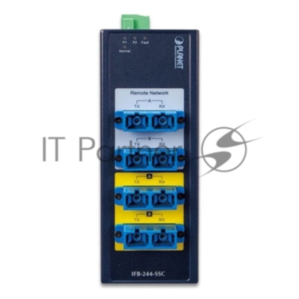 Промышленный коммутатор PLANET IFB-244-SSC Industrial 2-channel Optical Fiber Bypass Switch w/ 4x SC Single mode (-40~75 C, dual 9~48V DC/24V AC)