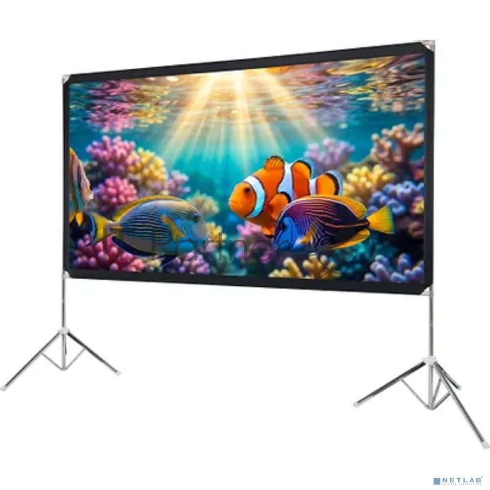 Экран с двойным штативом Lumien [LSV-100102] [Sky View] рабочая область 124х221 см 100" Matte White Nylon