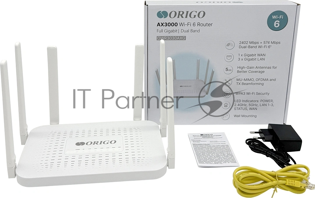 Роутер беспроводной Origo OWR3030AXG (OWR3030AXG/A3A) 10/100/1000BASE-T белый