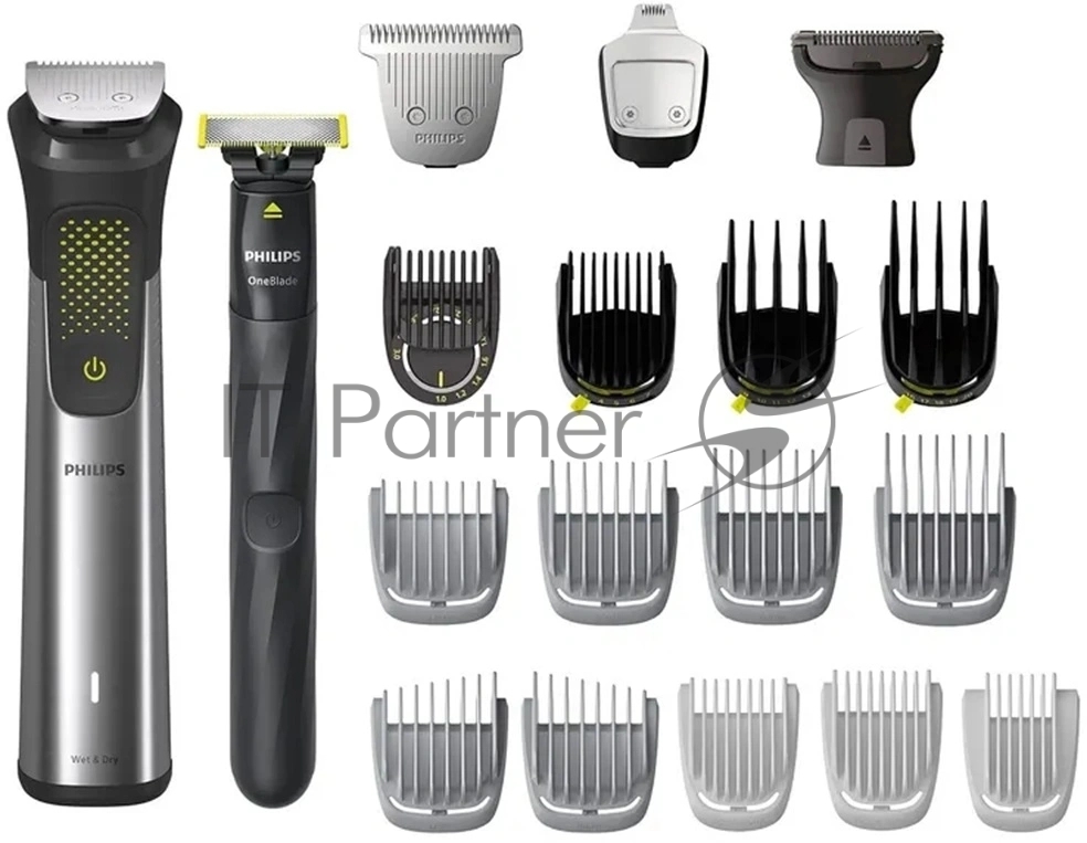 Триммер Philips Series 9000 MG9553/15 серебристый/черный 5Вт (насадок в компл:16шт)