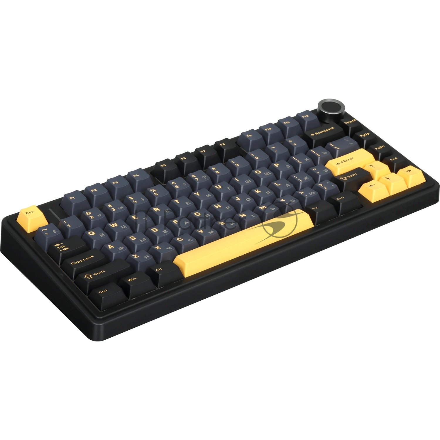 Беспроводная механическая клавиатура AULA F75 Чёрно-тёмно-сине-оранжевый зеленые Reaper свитчи (Bluetooth, 2.4 Гц)