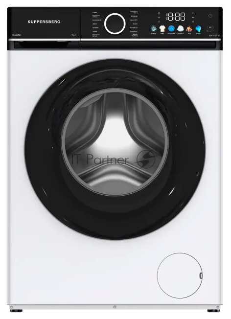 Стиральная машина Kuppersberg WM 409 W, High-Tech, ВхШхГ 85х60х41 см, загрузка 6 кг, 1200 об/мин, 14 программ, инверторный двигатель, пар, отложенный старт, комбинированное управление, цветной дисплей, энергоэффективность А, цвет белый