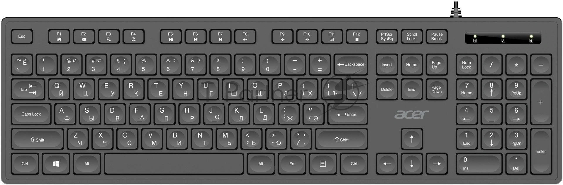 Клавиатура Acer OKW503 черный USB Multimedia (ZL.KBD11.00P) кабель 1.8м