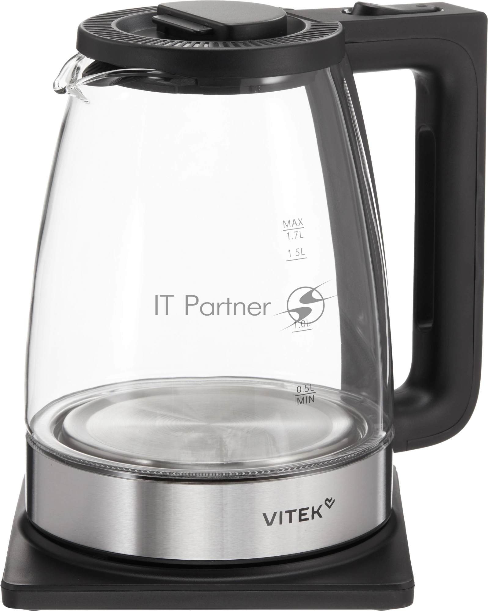 Чайник электрический Vitek VT-WK1071 1.7л. 1800Вт черный/серебристый корпус: стекло