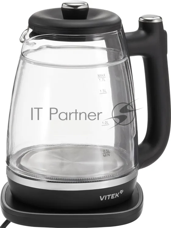 Чайник электрический Vitek VT-WK1074 1.7л. 1800Вт черный корпус: стекло