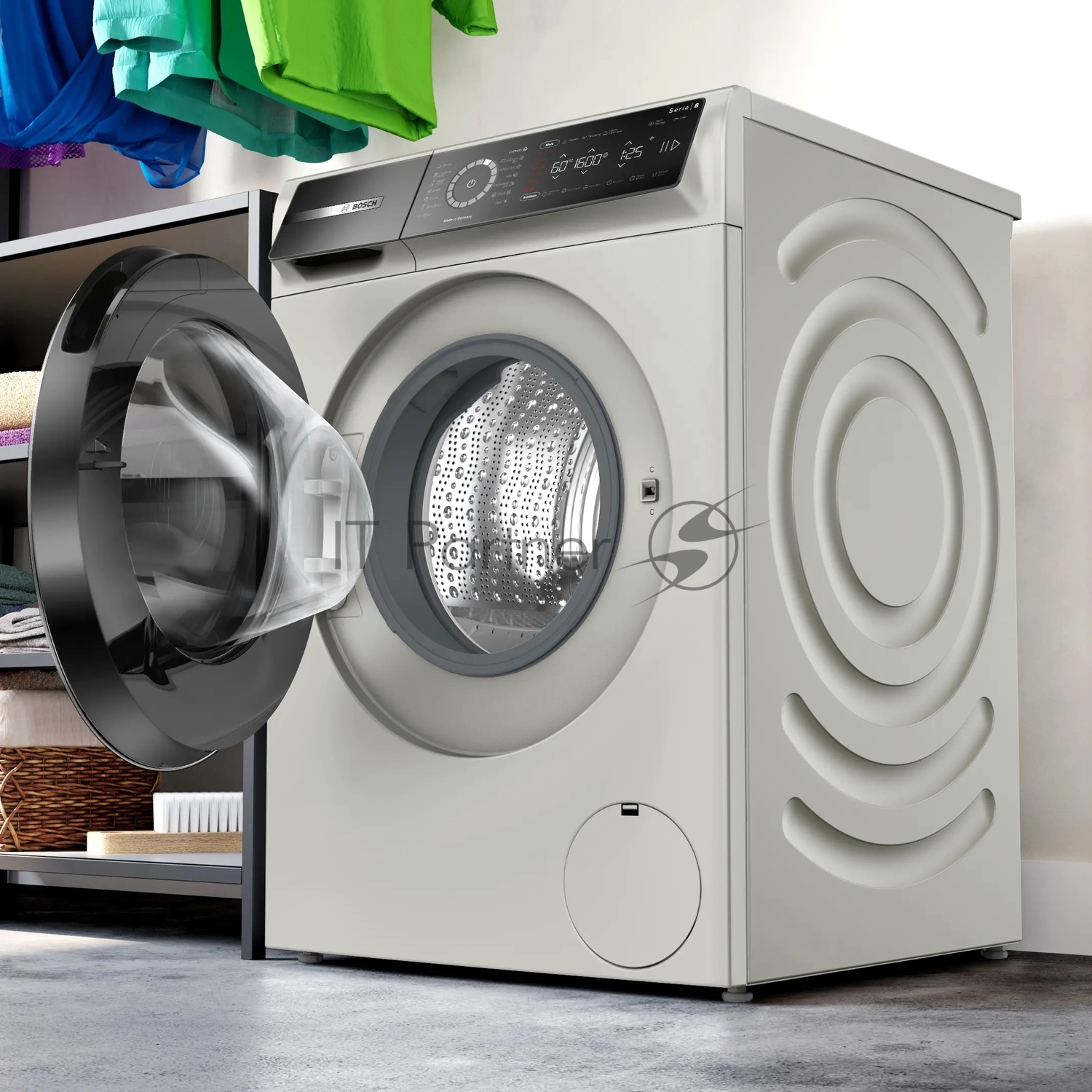 Стиральная машина Bosch WGB256AXME 8-Series полноразмерная загрузка 10кг, 1600 об/мин.,габариты:845 x 598 x 590 мм., i-Dos, мотор EcoSilence Drive, 4D Wash System,Easy Start Guide,AquaStop®, цвет серебристый