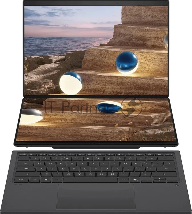 Ноутбук Asus ZenBook Duo UX8407AA-SN537X Core Ultra X9 378H 32Gb SSD2Tb Intel Arc B390 14" OLED Touch 3K (2880x1800) Windows 11 Pro dk.grey WiFi BT Cam (90NB16V1-M00VT0)