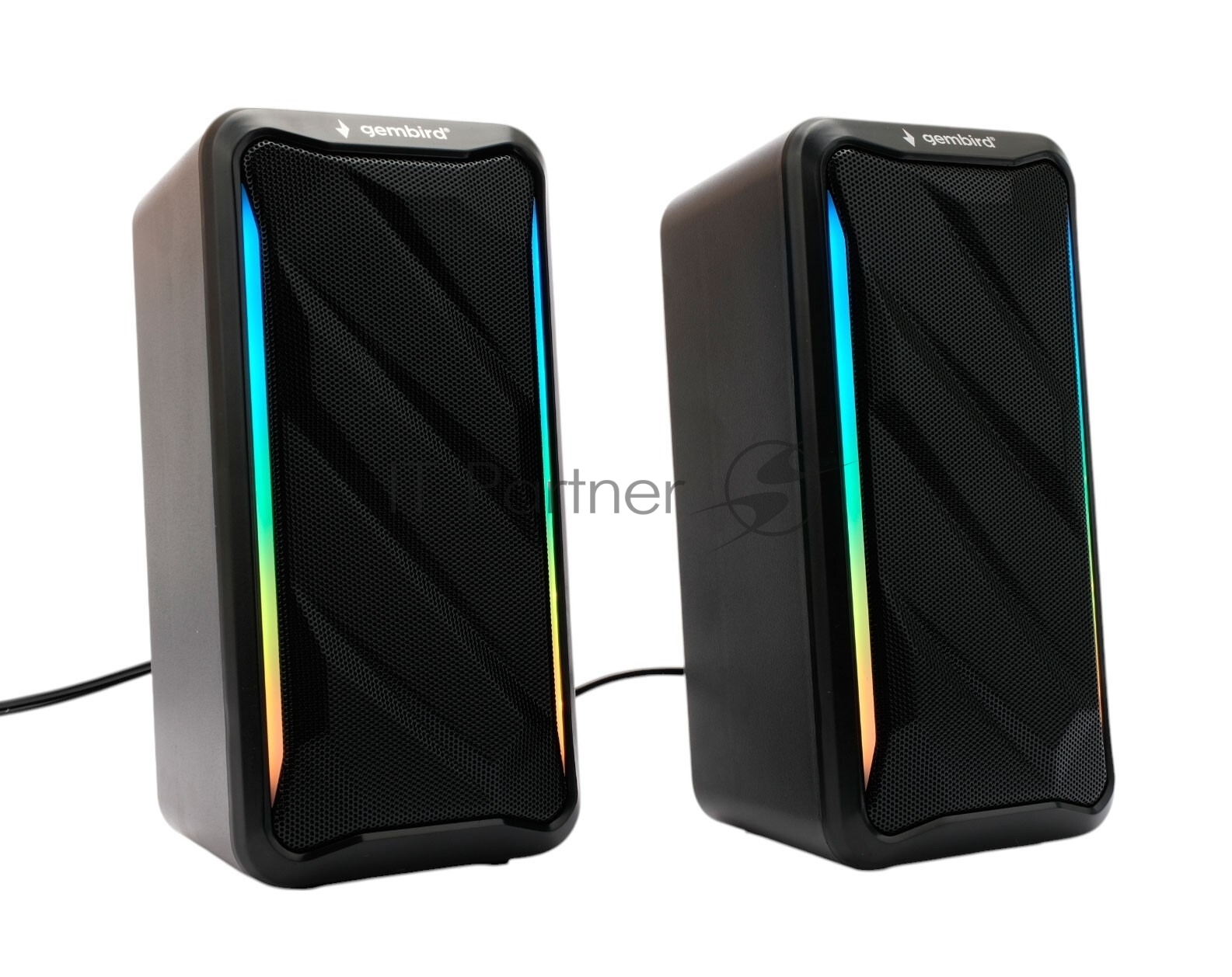 Акустическая система 2.0 Gembird SPK-305, 10Вт, пластик, рег.громкости, RGB подсветка, черный