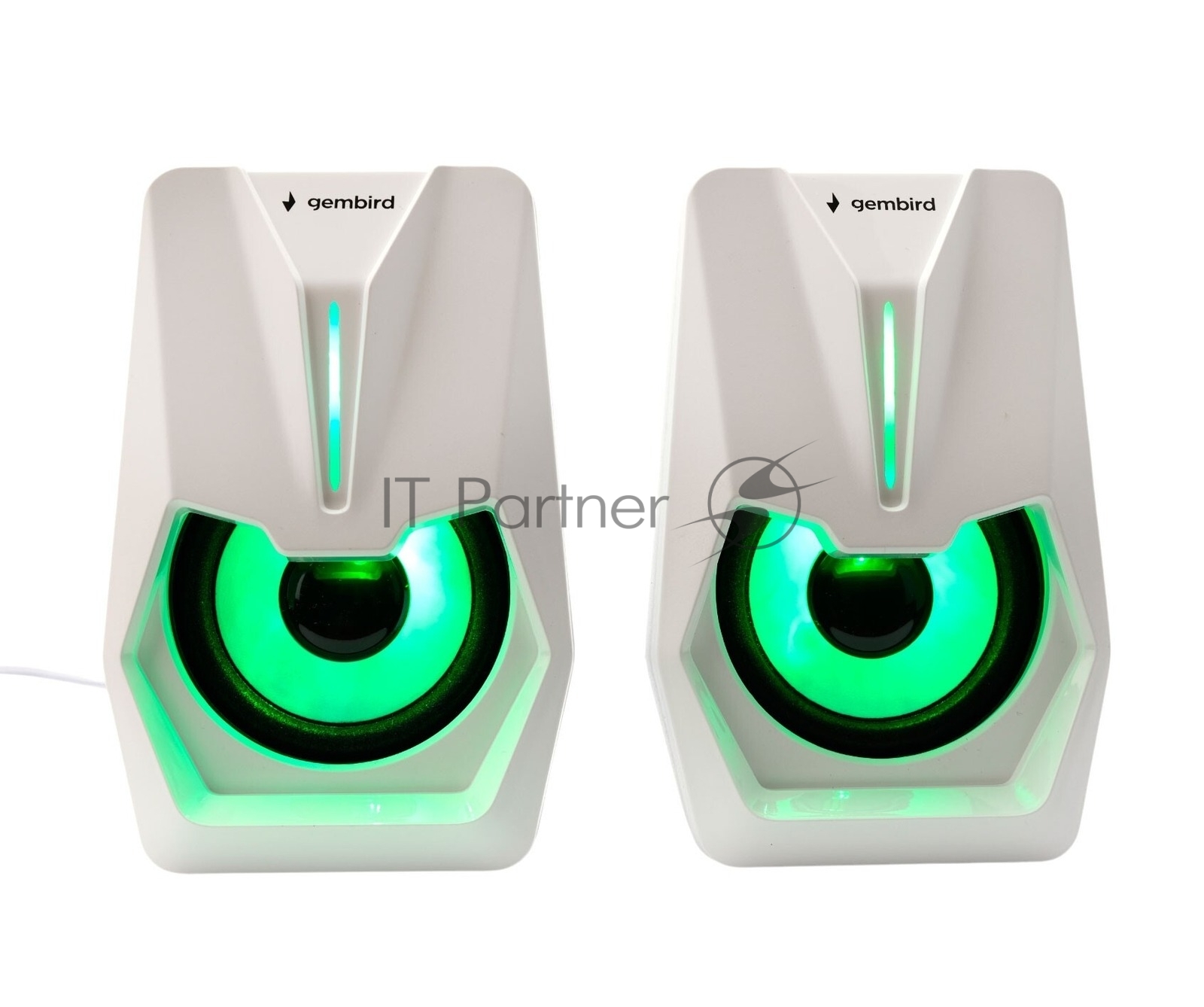 Акустическая система 2.0 Gembird SPK-303-W, 6Вт, пластик, рег.громкости, LED подсветка, белый