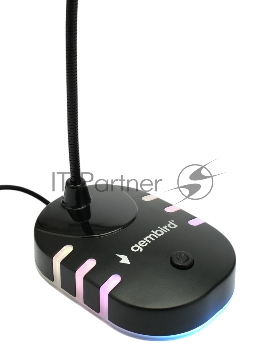 Микрофон настольный конденсаторный Gembird M-05RGB, подсветка RGB, черный