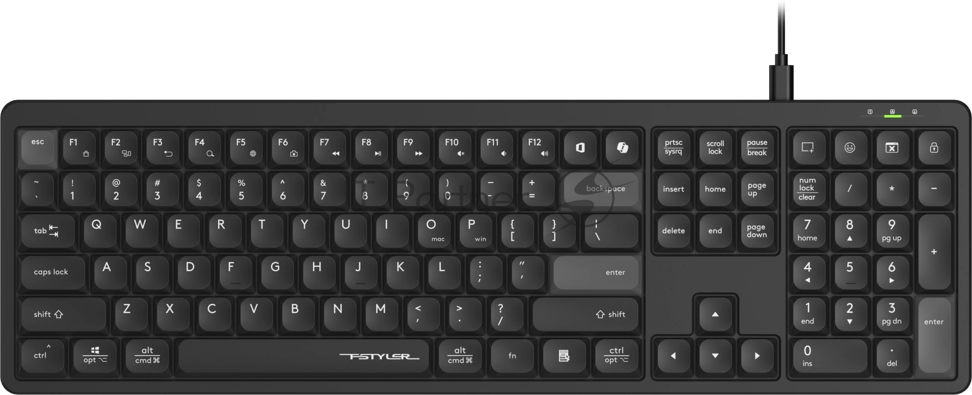 Клавиатура A4Tech FX55 черный USB slim Multimedia кабель 1.5м
