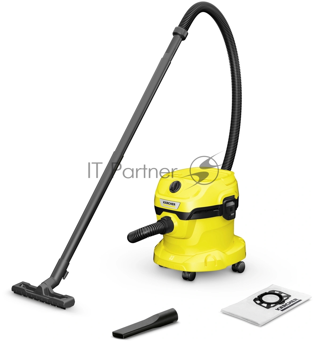 Строительный пылесос Karcher WD 2 Plus V-12/4/18 1000Вт (уборка: сухая/влажная/выдув/сбор воды) желтый