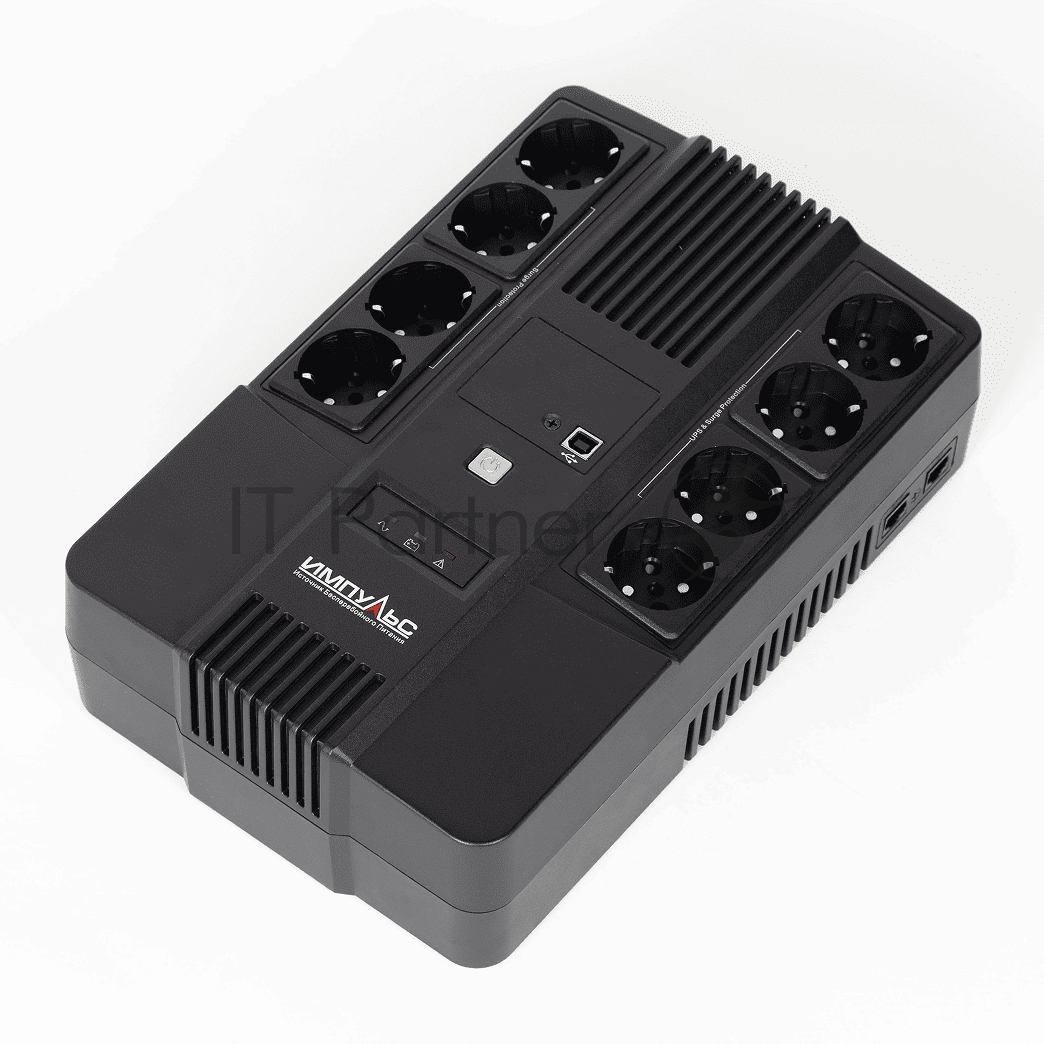 Источник бесперебойного питания Импульс МАСТЕР 600, 600/360 ВА/Вт, LED, USB, RJ11/RJ45, SCHUKOx8/ line-interactive AS brick